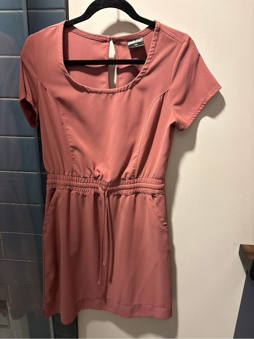 32 Degrees Dusty Rose Short-Sleeve Drawstring-Waist Mini Dress